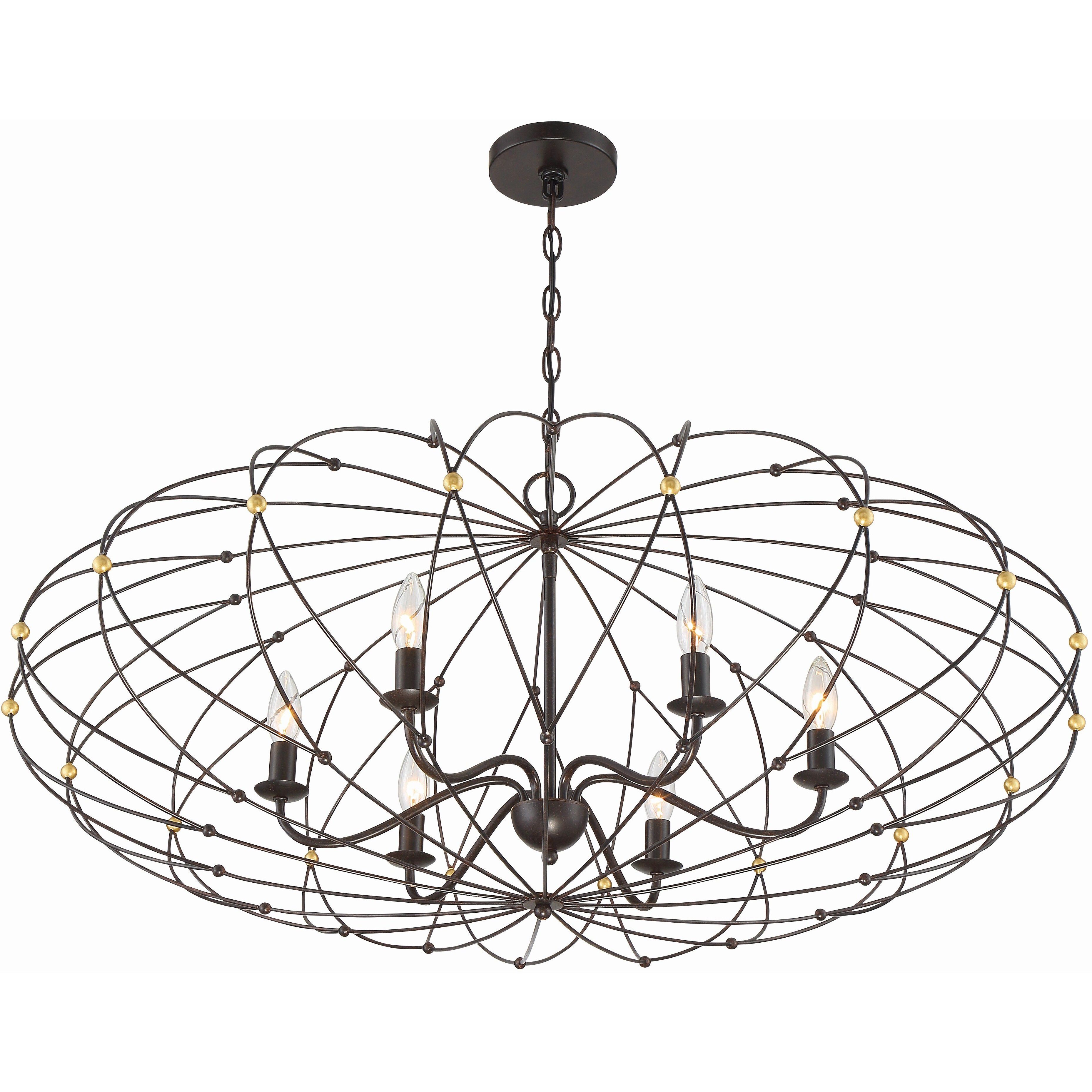 Zucca 6 Light 38.25 inch English Bronze and Antique Gold Chandelier Ceiling Light