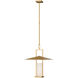 Ray Booth Amity LED 18 inch Antique Brass Lantern Pendant Ceiling Light in White Glass
