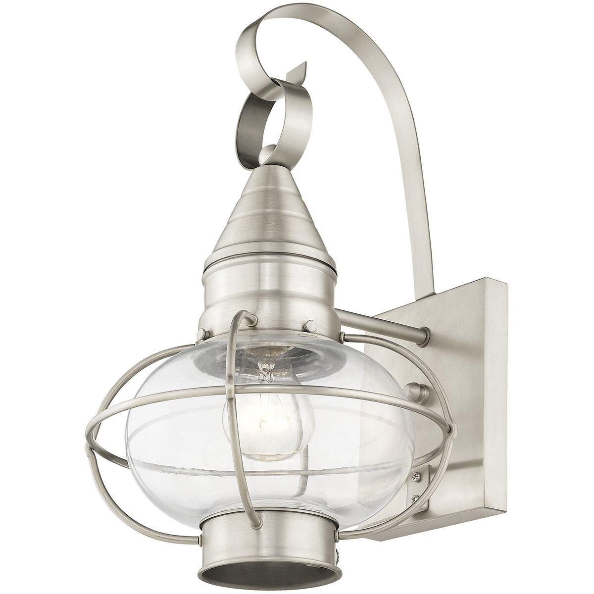 Newburyport 1 Light 14.75 inch Brushed Nickel Outdoor Wall Lantern