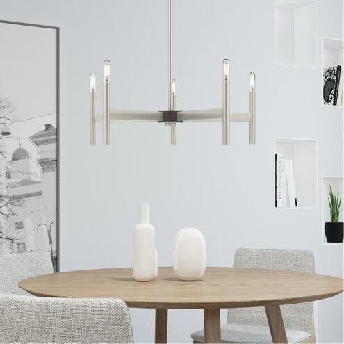 Copenhagen 5 Light 25 inch Brushed Nickel Chandelier Ceiling Light