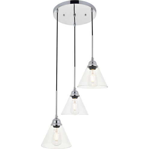 Histoire 3 Light 17.9 inch Chrome Pendant Ceiling Light