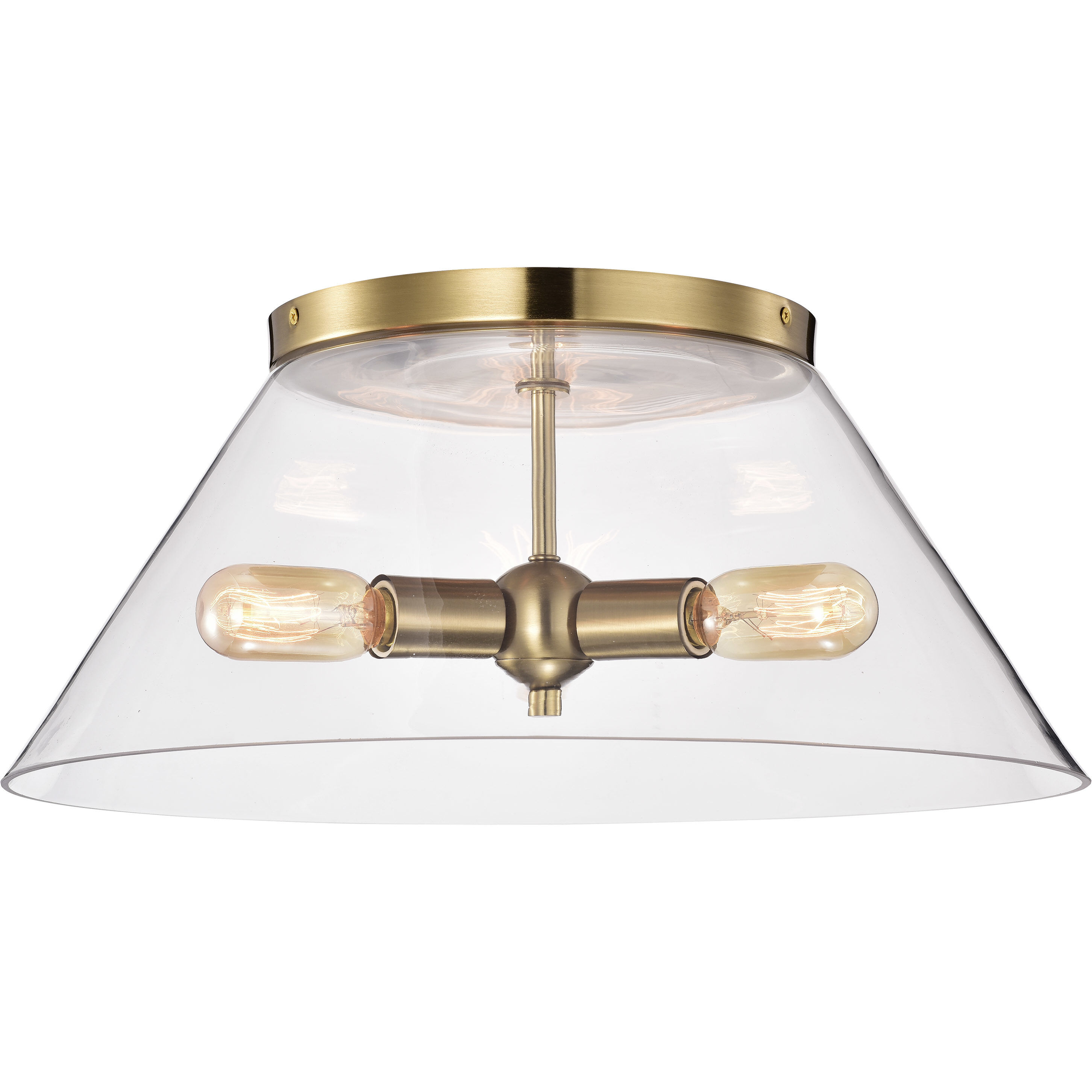 Dover 3 Light 20 inch Vintage Brass Flush Ceiling Light