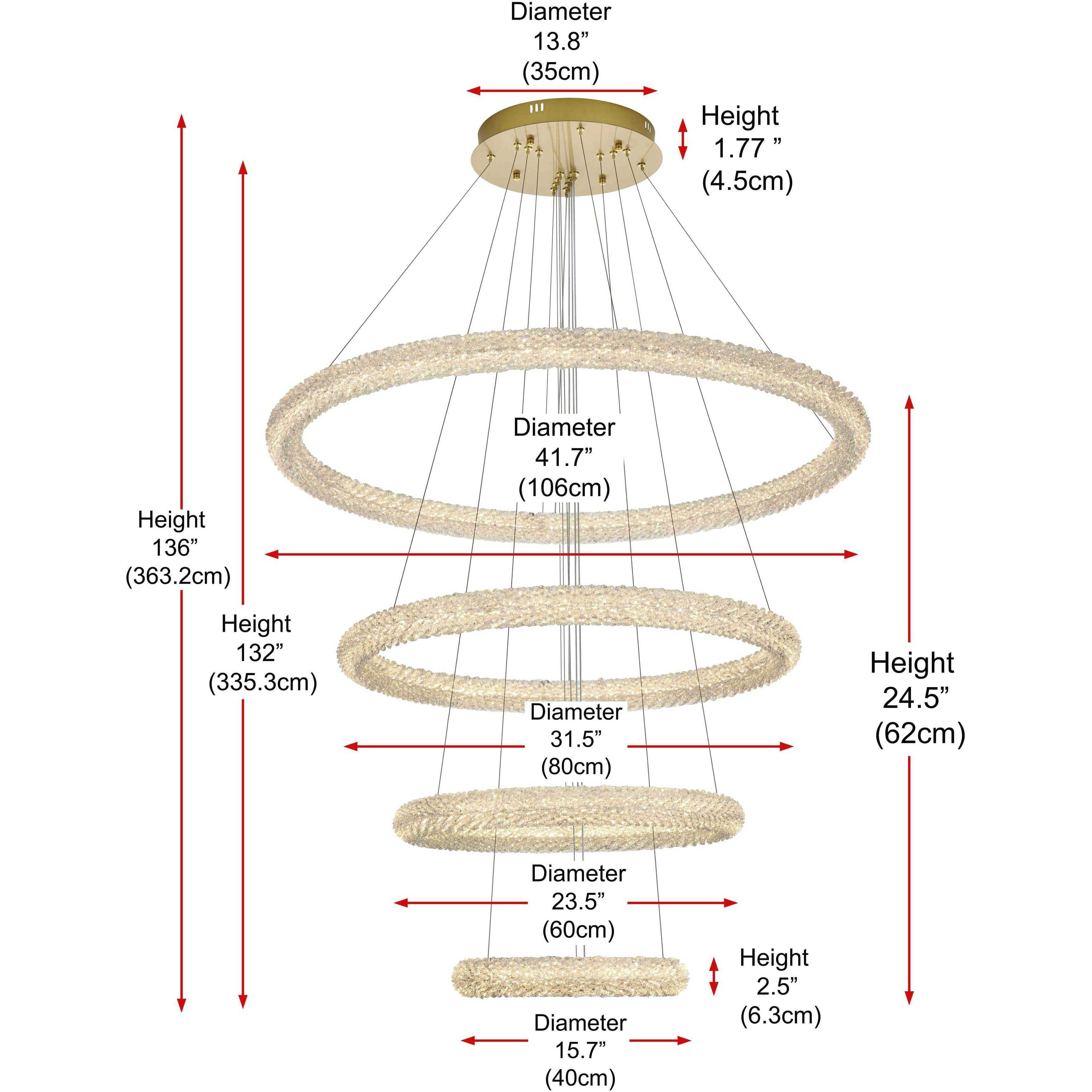 Bowen 4 Light 42 inch Satin Gold Chandelier Ceiling Light