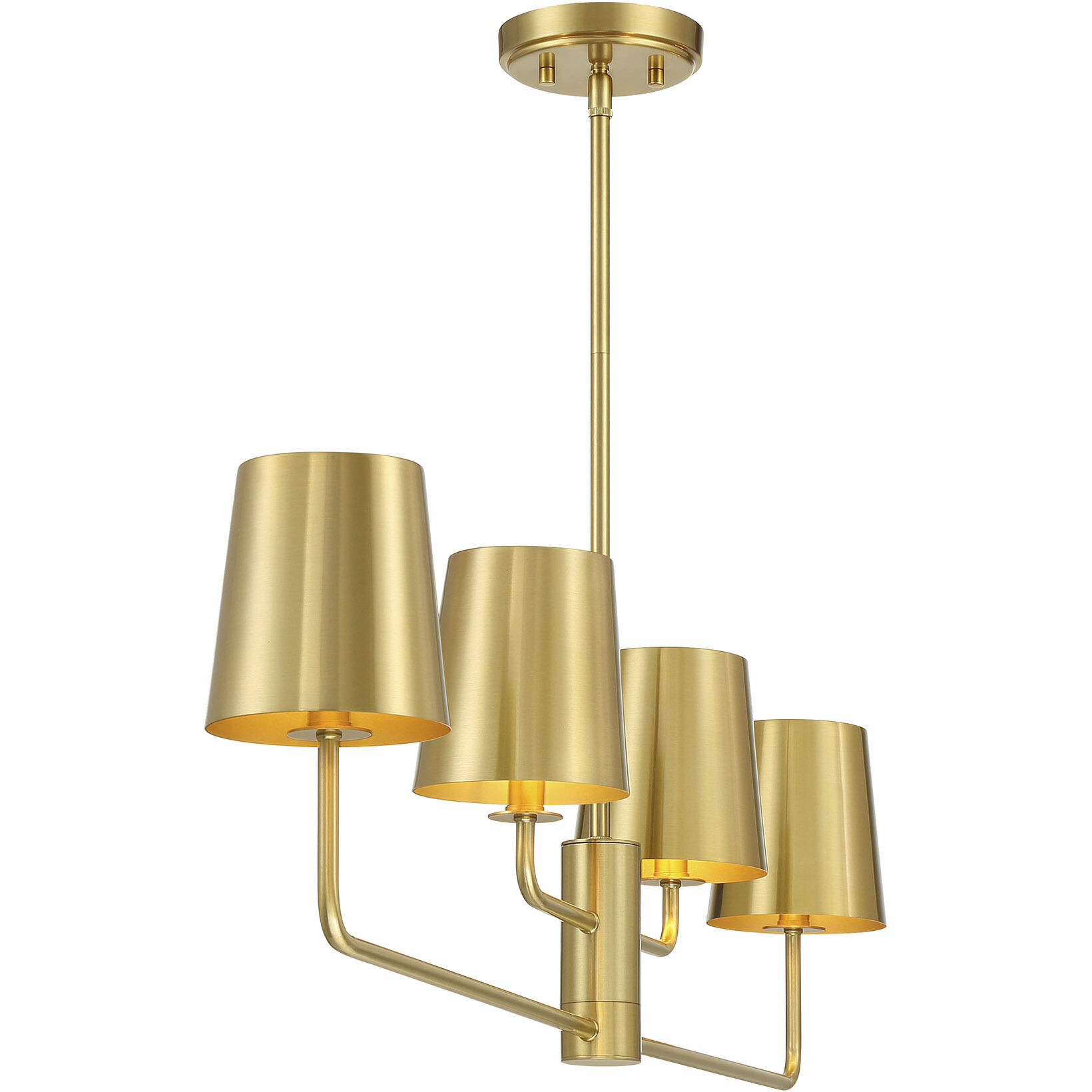 Contemporary 4 Light 42 inch Natural Brass Linear Chandelier Ceiling Light
