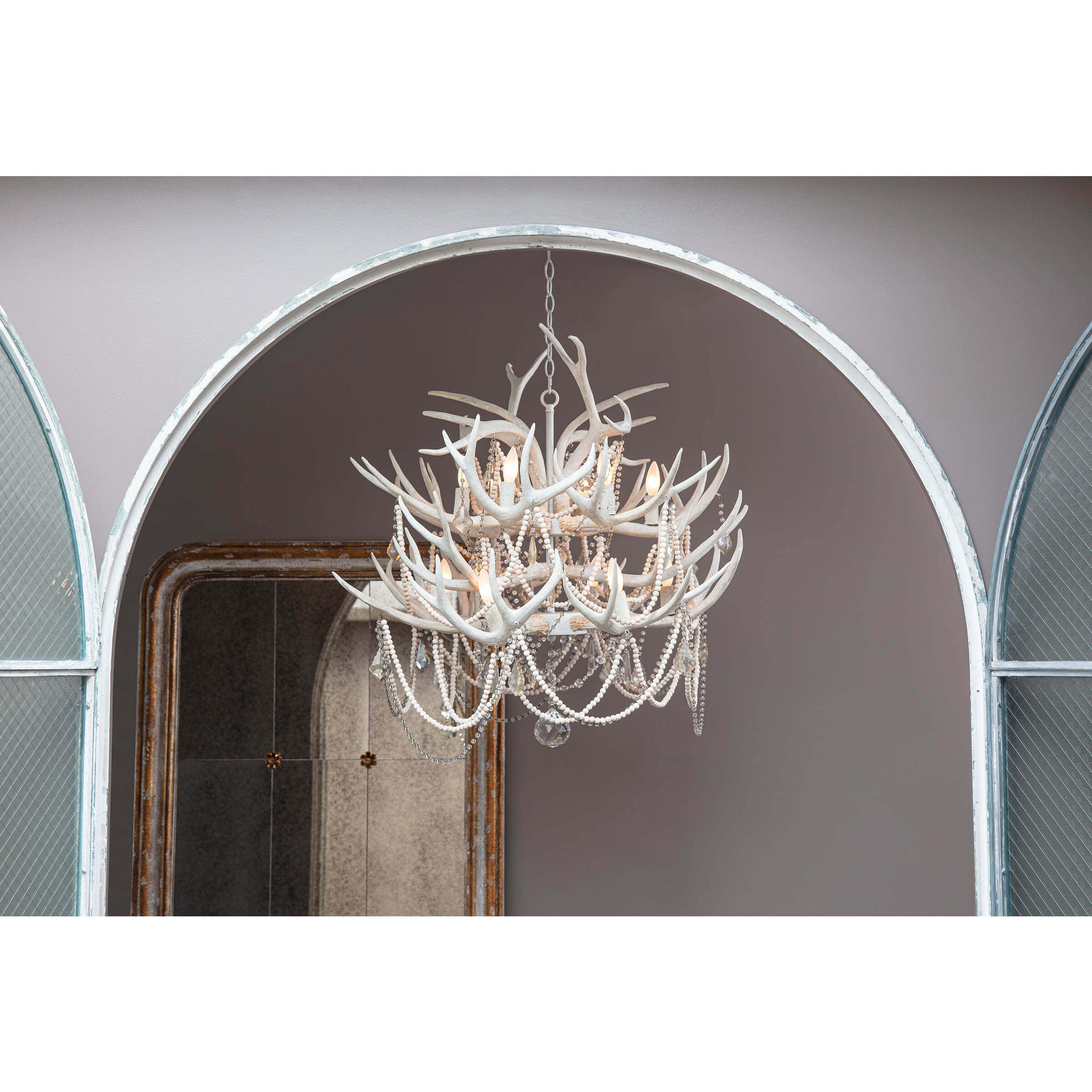 Cheyanne 12 Light 34 inch White Antler Chandelier Ceiling Light, Antler