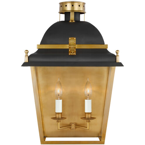 Chapman & Myers Coventry LED 21 inch Black and Antique-Burnished Brass Wall Lantern, Large