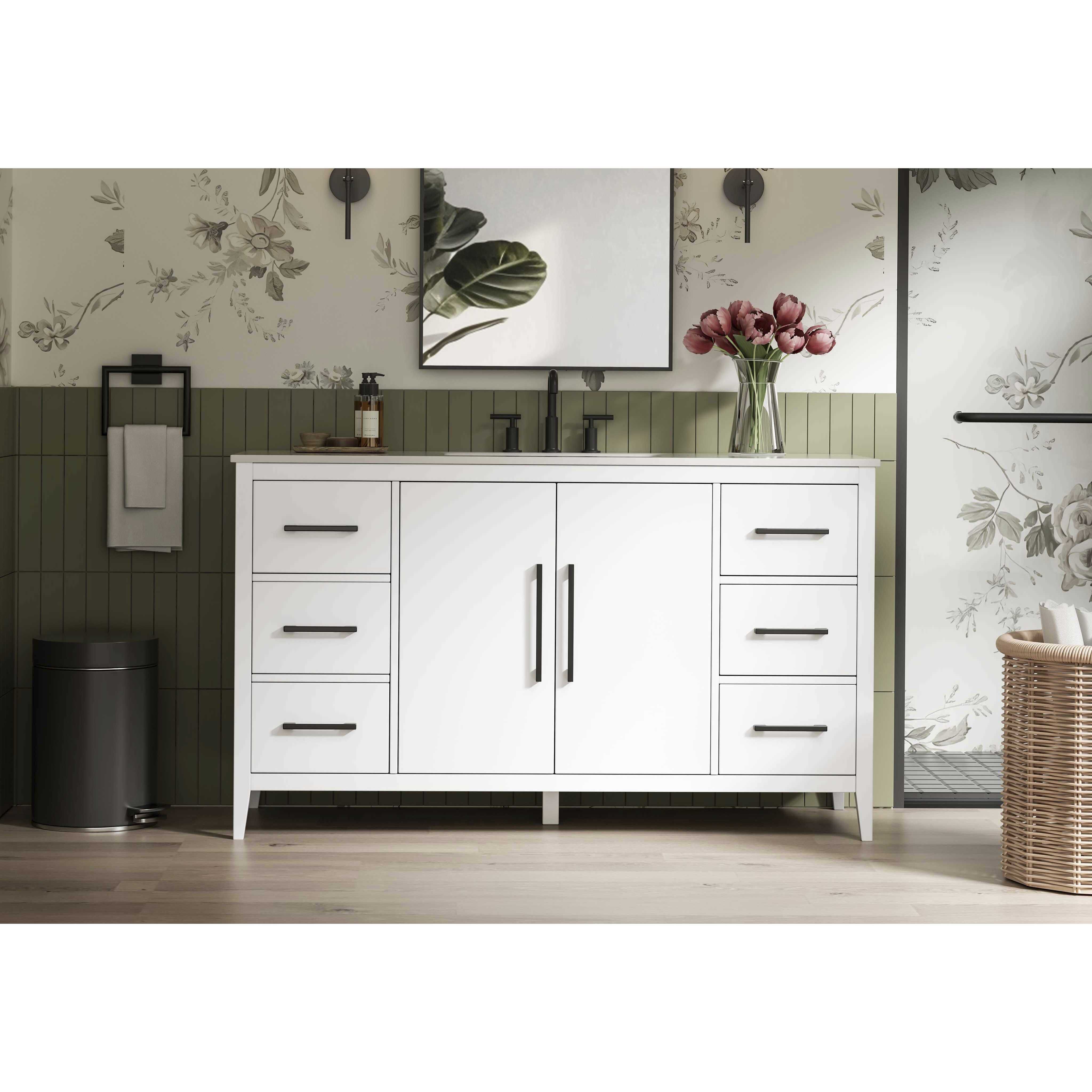 Millie 60 X 35 inch White Bathroom Vanity Cabinet