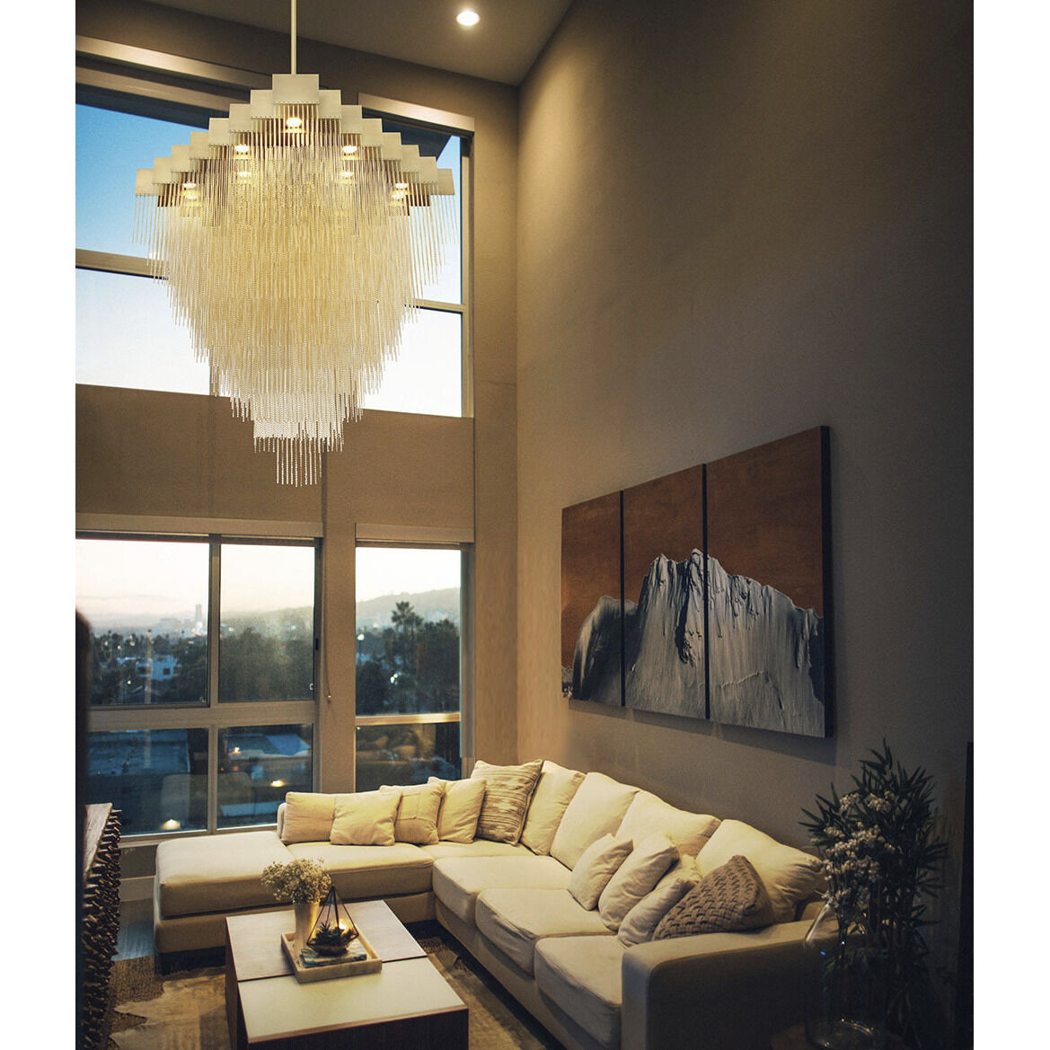 Bloomfield LED 28.5 inch Gold Chandelier Ceiling Light