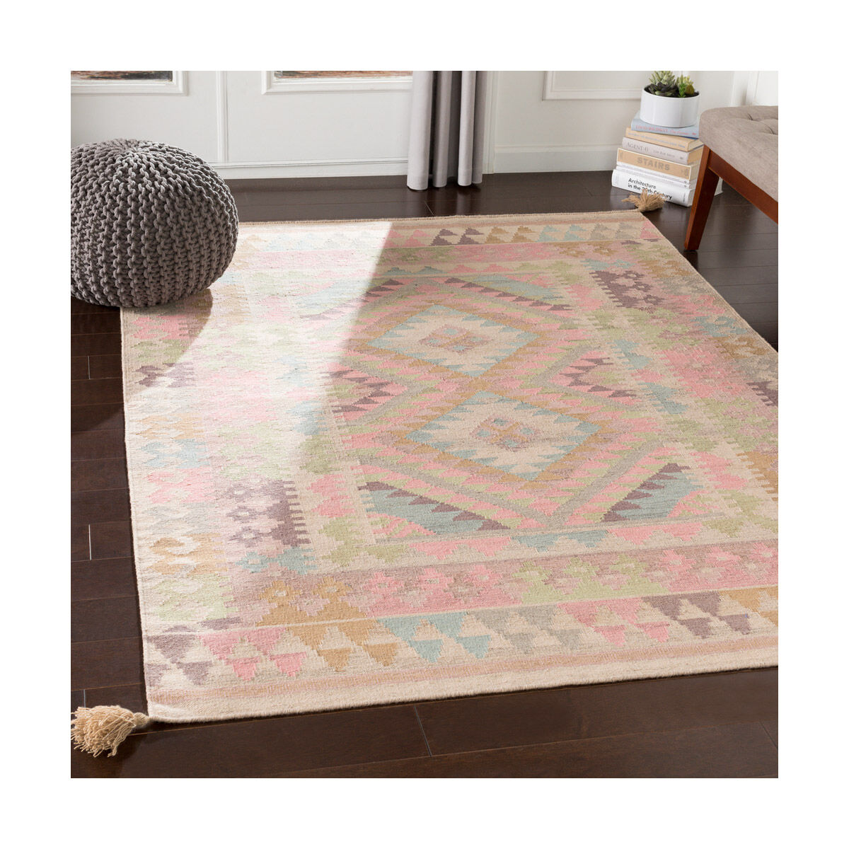 Adia 36 X 24 inch Rose/Khaki/Sage/Tan/Taupe/Blush/Moss/Charcoal Rugs, Rectangle
