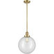 Franklin Restoration Beacon LED 12 inch Satin Gold Mini Pendant Ceiling Light in Clear, Franklin Restoration