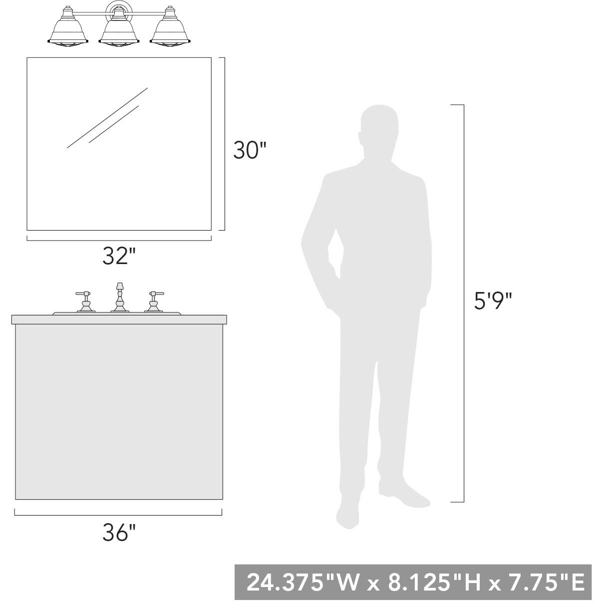 Bartlett Vanity Wall Light in French White