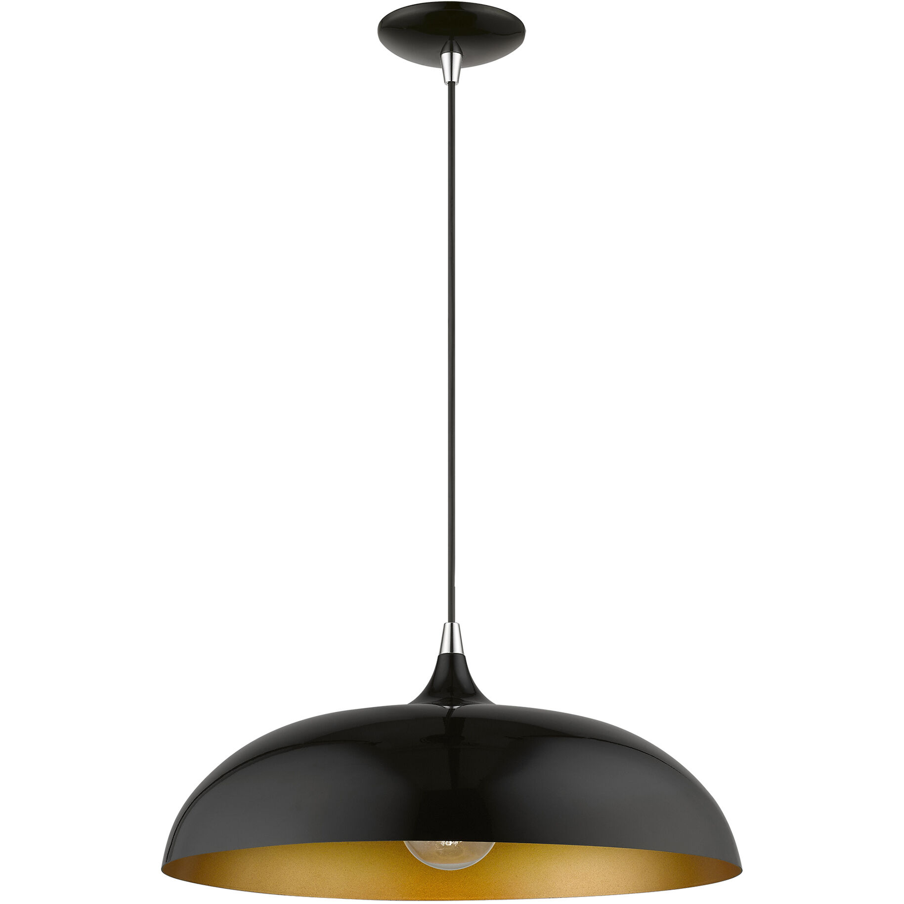 Amador 1 Light 18 inch Shiny Black with Polished Chrome Accents Pendant Ceiling Light