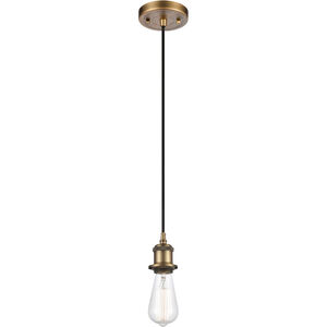 Ballston Bare Bulb LED 5 inch Brushed Brass Mini Pendant Ceiling Light, Ballston