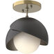 Brooklyn 1 Light 6 inch Modern Brass/Black Semi-Flush Ceiling Light