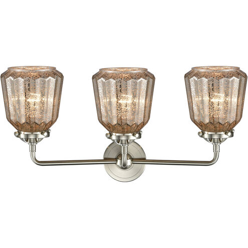 Nouveau Chatham LED 24 inch Brushed Satin Nickel Bath Vanity Light Wall Light in Mercury Glass, Nouveau