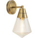 Willard 1 Light 6 inch Vintage Brass Bath Vanity Light Wall Light in Clear Prismatic Glass