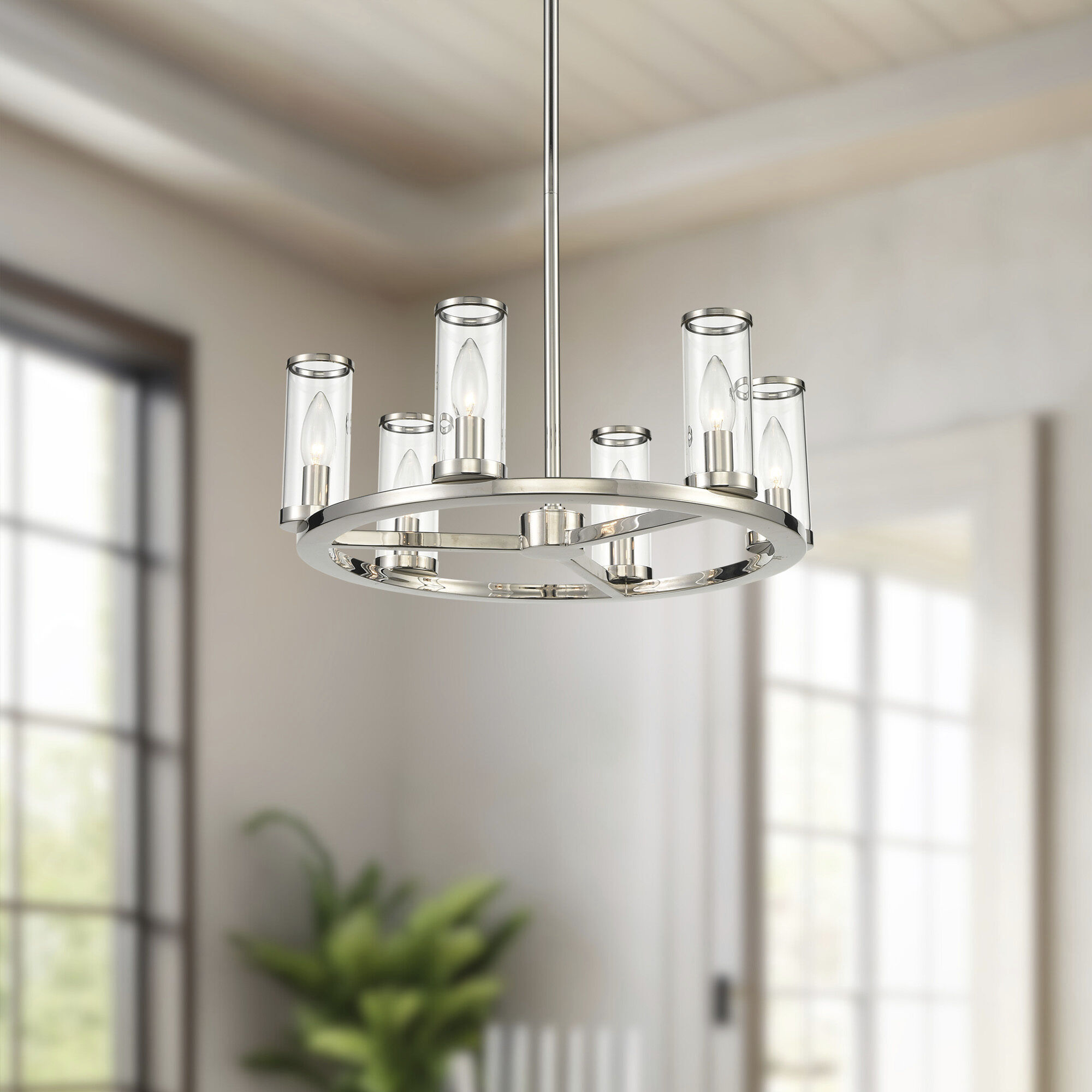 Revolve 6 Light 18.63 inch Clear Glass/Polished Nickel Chandelier Ceiling Light