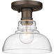 Yep Carver 1 Light 7.5 inch Rubbed Bronze Flush Mount Ceiling Light in Clear Glass