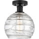 Edison Athens Deco Swirl 1 Light 8 inch Matte Black Semi-Flush Mount Ceiling Light