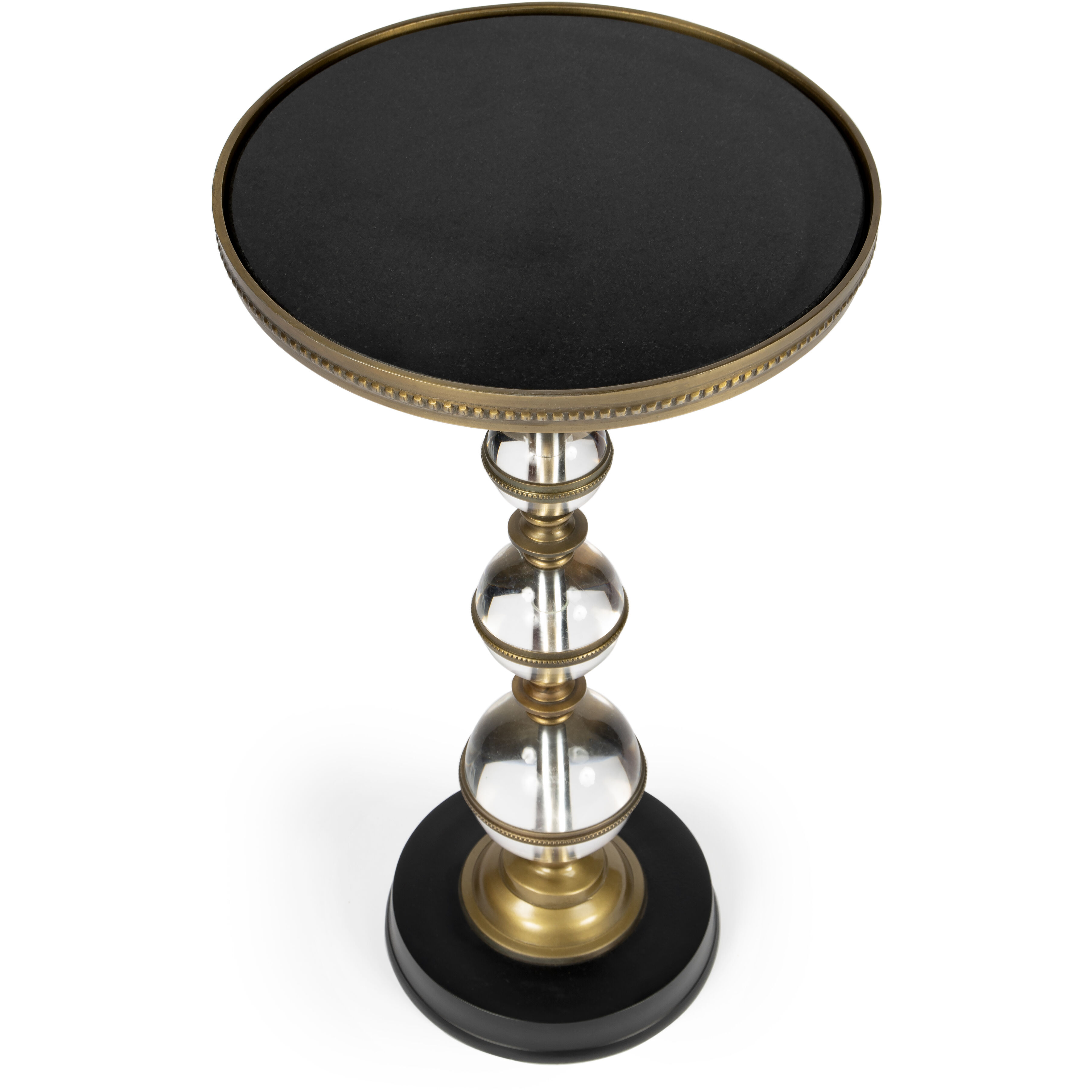 Forella Granite & Acrylic Pedestal Side Table in Black,Bronze,Clear