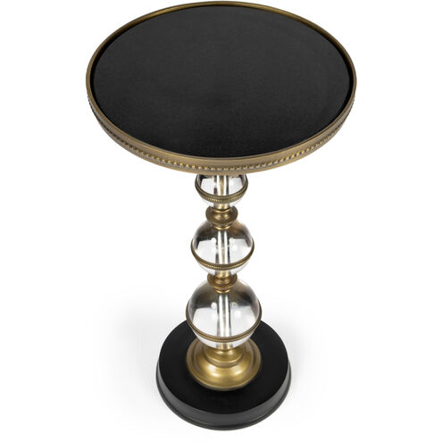 Forella Granite & Acrylic Pedestal Side Table in Black,Bronze,Clear
