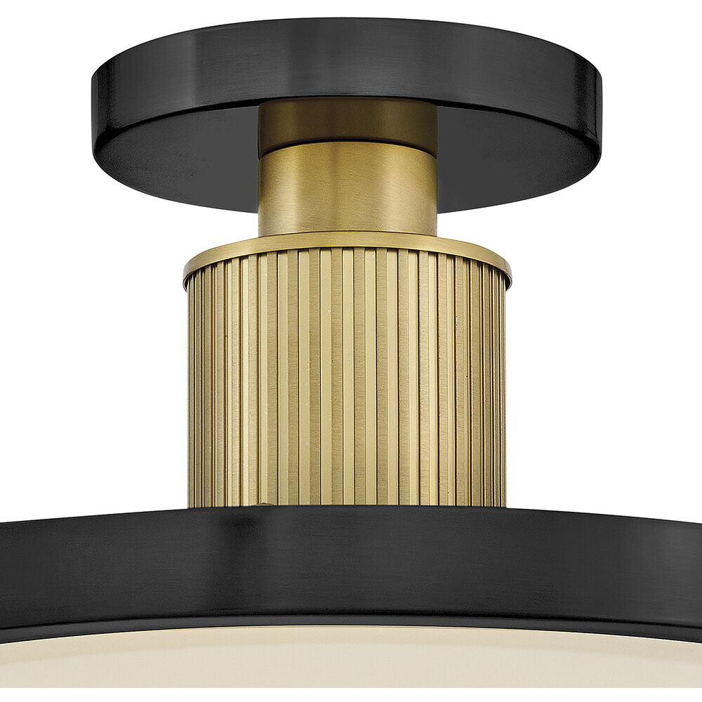 Kieran LED 14.25 inch Black and Lacquered Brass Semi-flush Mount Ceiling Light in Black with Lacquered Brass