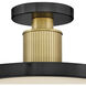 Kieran LED 14.25 inch Black and Lacquered Brass Semi-flush Mount Ceiling Light in Black with Lacquered Brass