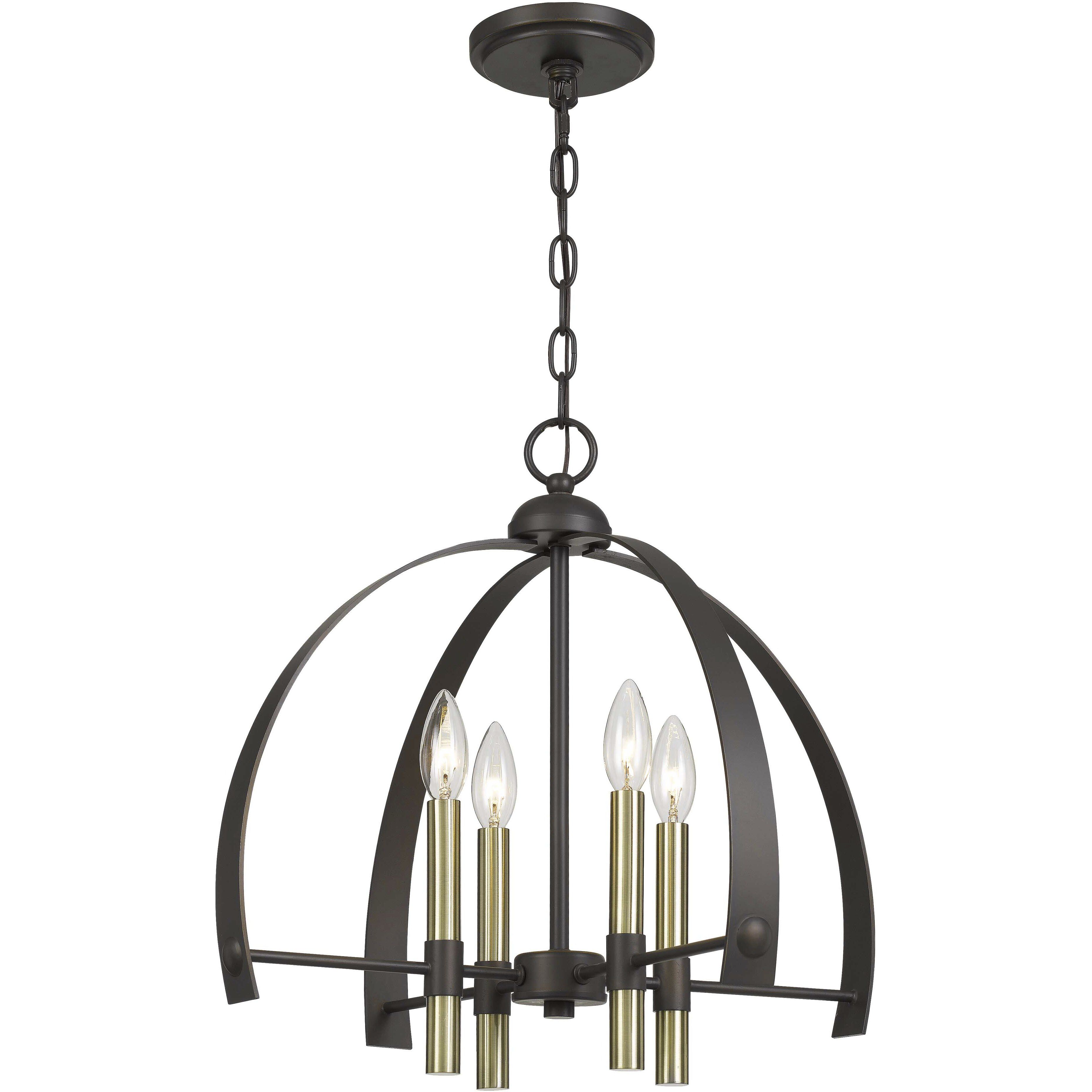 Utica 4 Light 19 inch Antique Brass with Bronze Chandelier Ceiling Light