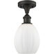 Edison Eaton 1 Light 5.5 inch Oil Rubbed Bronze Semi-Flush Mount Ceiling Light in Matte White Glass