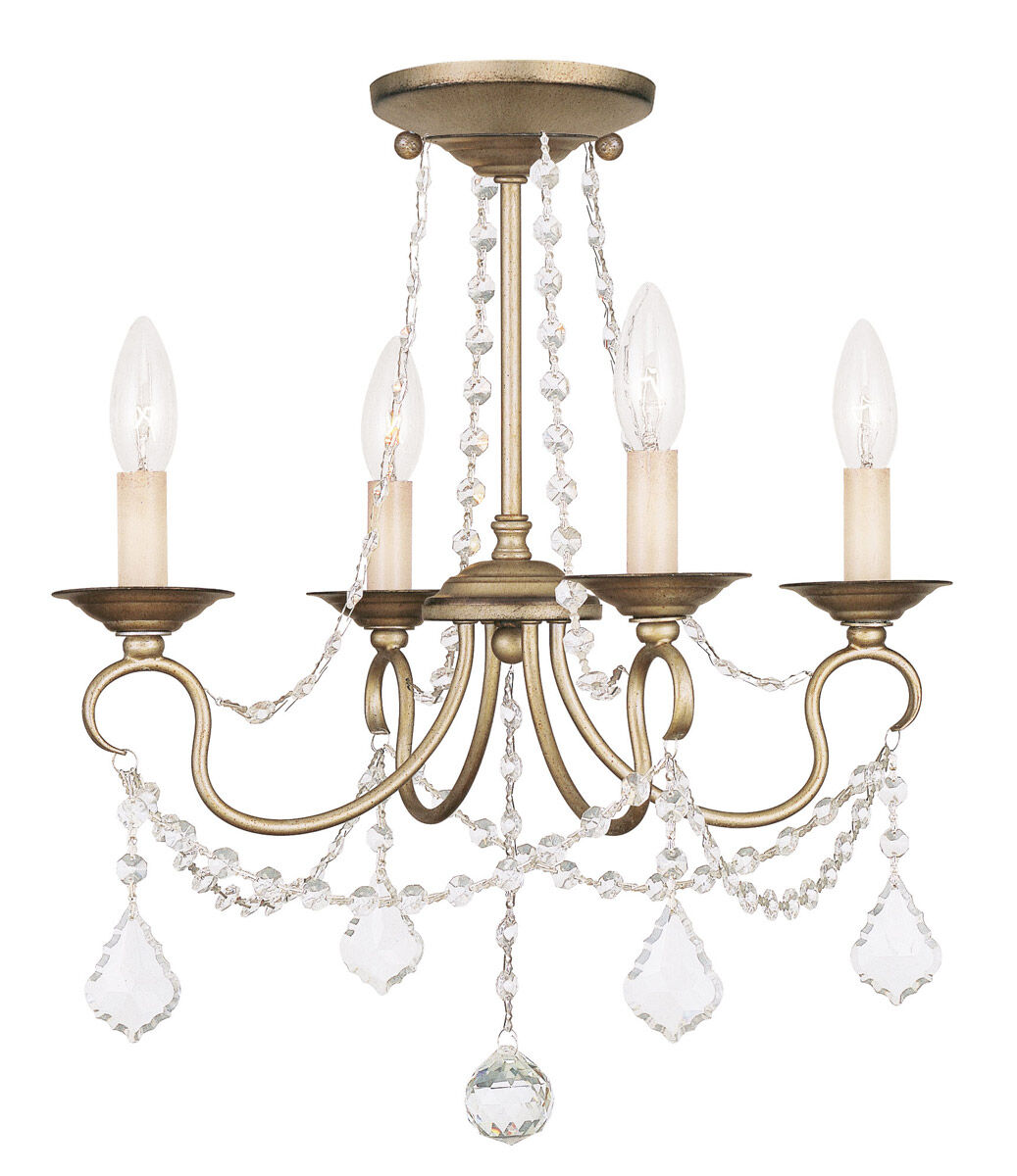 Pennington 4 Light 18 inch Hand Painted Antique Silver Leaf Convertible Mini Chandelier/Ceiling Mount Ceiling Light