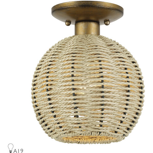 Summervine 1 Light 8 inch Antique Gold Leaf Semi Flush Mount Ceiling Light, Small