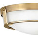 Hathaway 3 Light 16 inch Heritage Brass Indoor Flush Mount Ceiling Light in Etched White