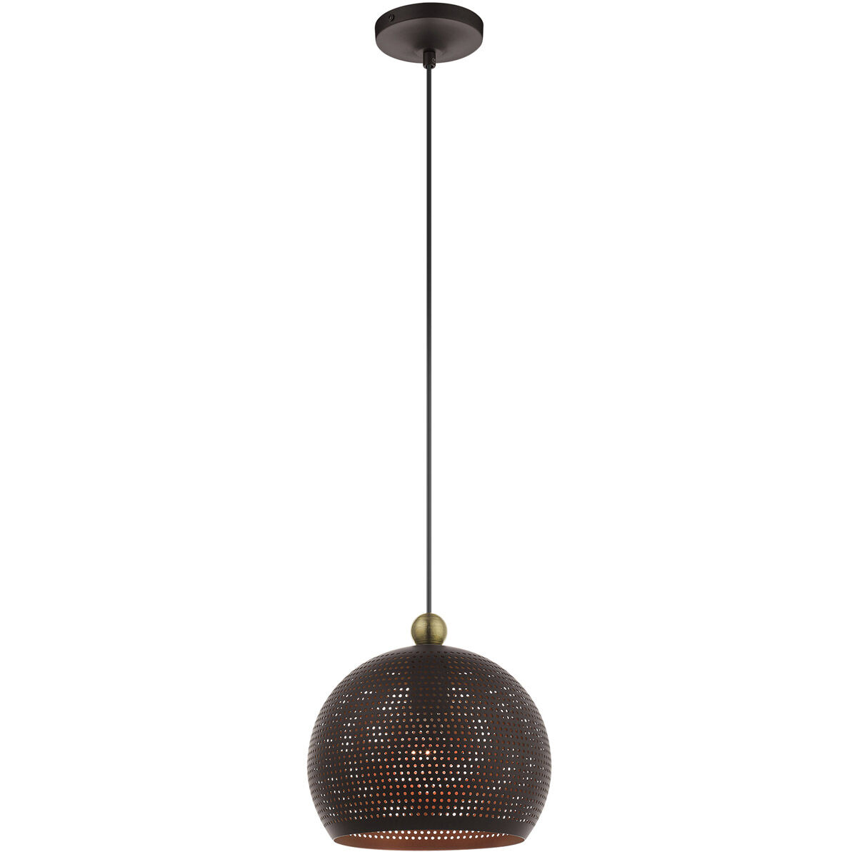 Dublin 1 Light 9.88 inch Bronze with Antique Brass Accents Pendant Ceiling Light