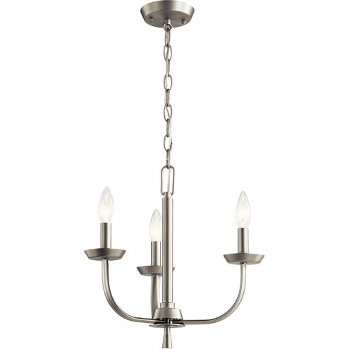 Kennewick 3 Light 16 inch Brushed Nickel Mini Chandelier Ceiling Light