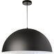 Ofelia LED 20 inch Matte Black Pendant Ceiling Light in Matte Black/White, Dome