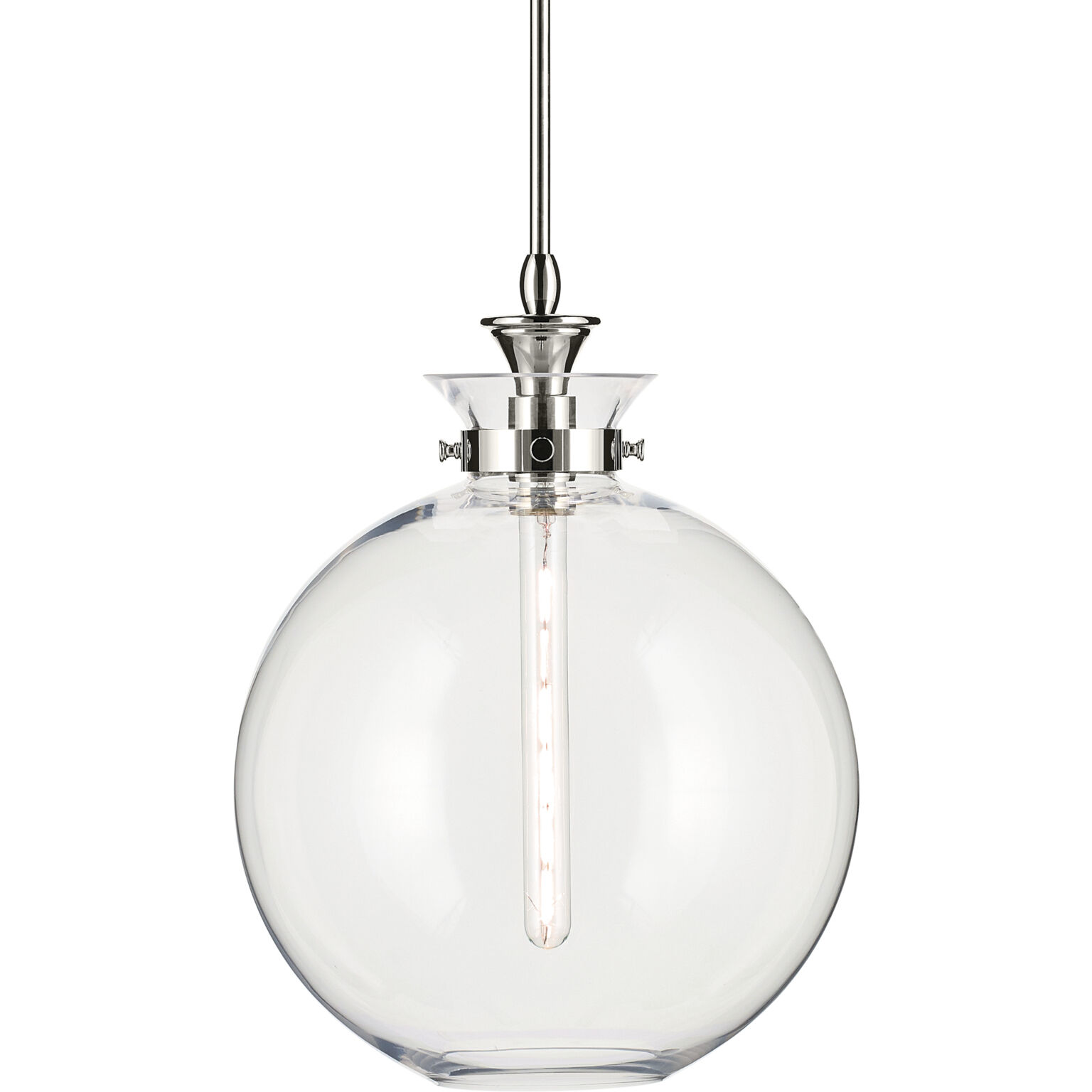 Laria 1 Light Polished Nickel Pendant Ceiling Light in Clear