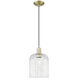 Arcadia Bridal Veil 1 Light 8 inch Antique Brass Mini Pendant Ceiling Light in Clear