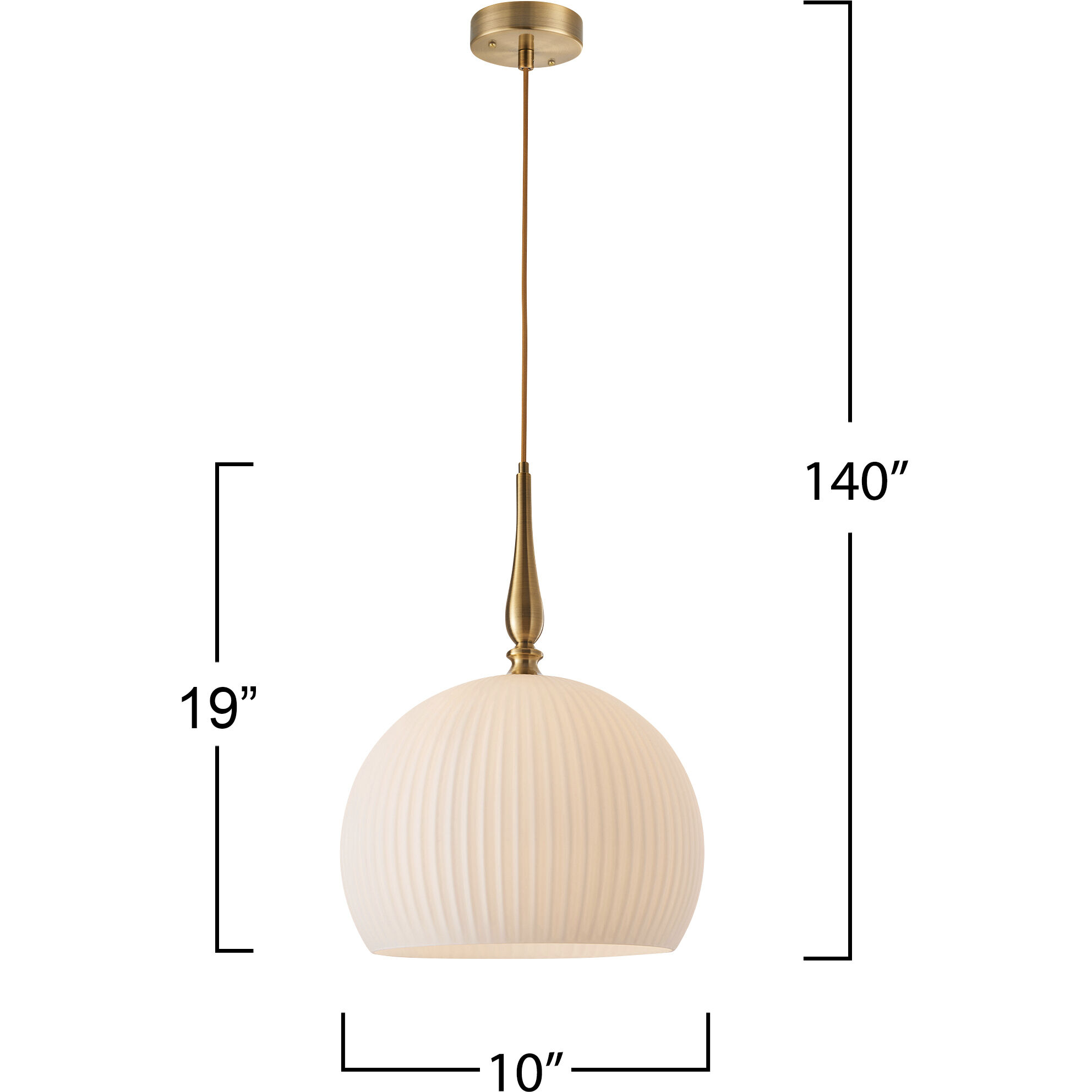 Kate 1 Light 9.8 inch Brushed Brass Pendant Ceiling Light