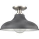 Grenville 1 Light 13 inch Brushed Nickel Semi Flush Mount Ceiling Light in Matte Black