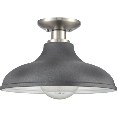 Grenville 1 Light 13 inch Brushed Nickel Semi Flush Mount Ceiling Light in Matte Black
