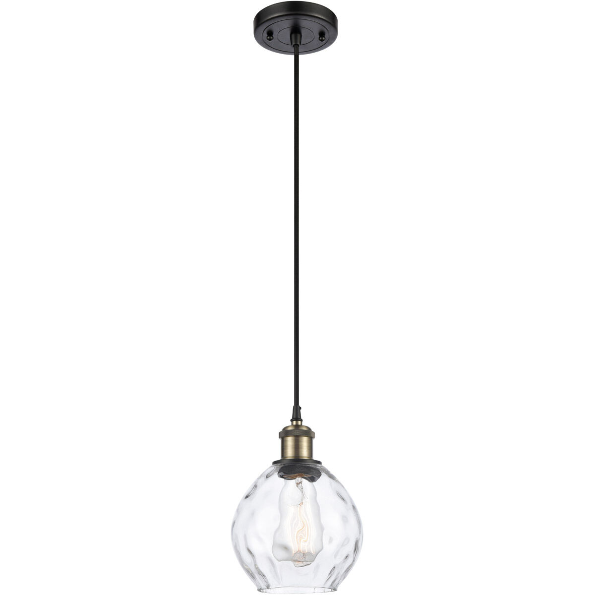 Ballston Small Waverly 1 Light 6 inch Black Antique Brass Mini Pendant Ceiling Light, Ballston