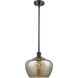 Ballston Large Fenton LED 11 inch Matte Black Pendant Ceiling Light in Mercury Glass, Ballston