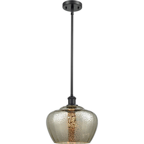 Ballston Large Fenton LED 11 inch Matte Black Pendant Ceiling Light in Mercury Glass, Ballston