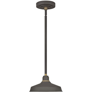 Foundry Classic LED 10 inch Museum Bronze with Brass Outdoor Pendant Barn Light