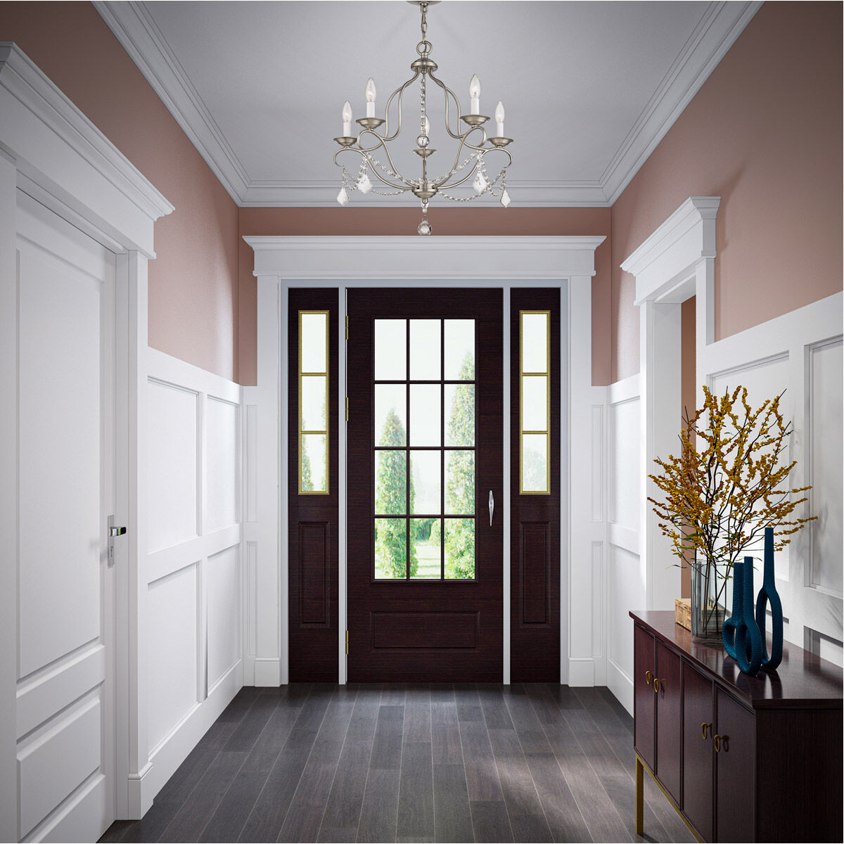 Chesterfield 5 Light 22 inch Brushed Nickel Chandelier Ceiling Light