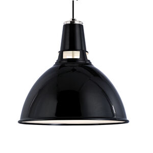 Lydney 1 Light 12 inch Black and Polished Nickel Pendant Ceiling Light in Black Polished Nickel