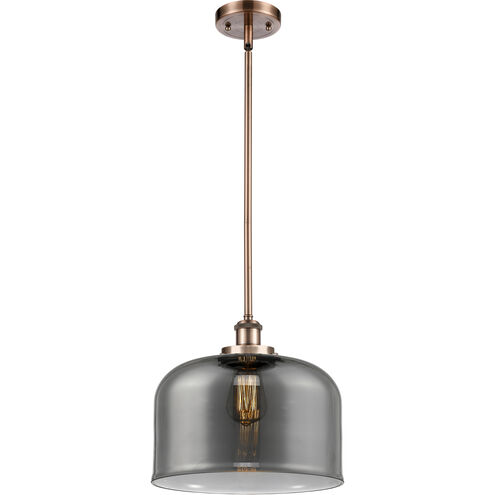 Ballston X-Large Bell LED 8 inch Antique Copper Pendant Ceiling Light in Plated Smoke Glass