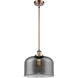 Ballston X-Large Bell LED 8 inch Antique Copper Pendant Ceiling Light in Plated Smoke Glass