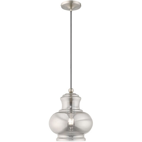 Art Glass 1 Light 10 inch Brushed Nickel Mini Pendant Ceiling Light