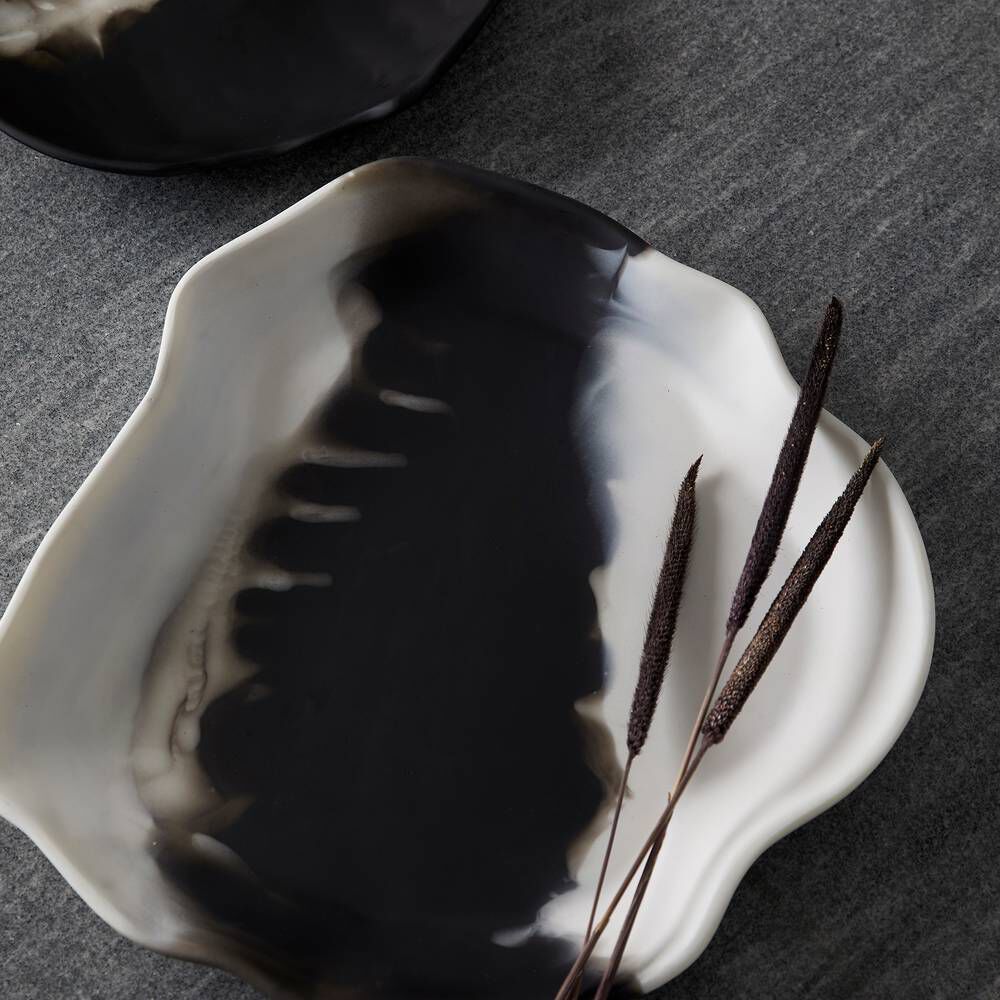 Hollie Black & White Trays, Set of 2